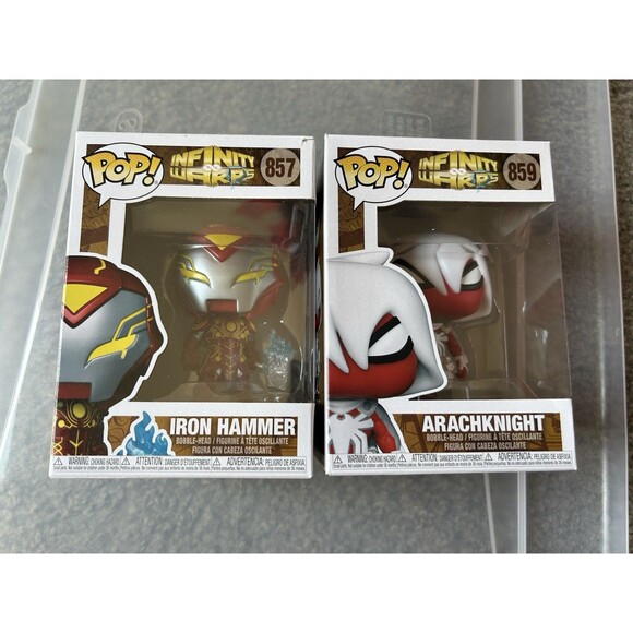 Funko Pop Vinyl Figures Marvel Infinity Warps Iron Hammer & Arachknight In Box - Picture 1 of 4
